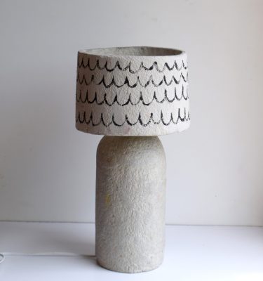 Sheba Pulp Table Lamp stone with black squiggles